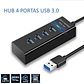 Hub 3.0 4 puertos USB 30cm Luz Led Negro - Miniatura 2
