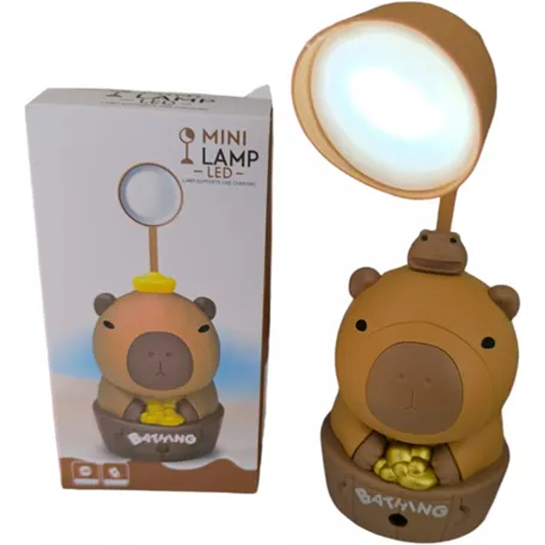 Lampara Led Recargable De Mesa Capibara Con Sacapuntas Marron 3