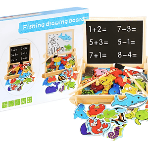 Juego De Pizarra Doble + Pesca Milagrosa De Madera