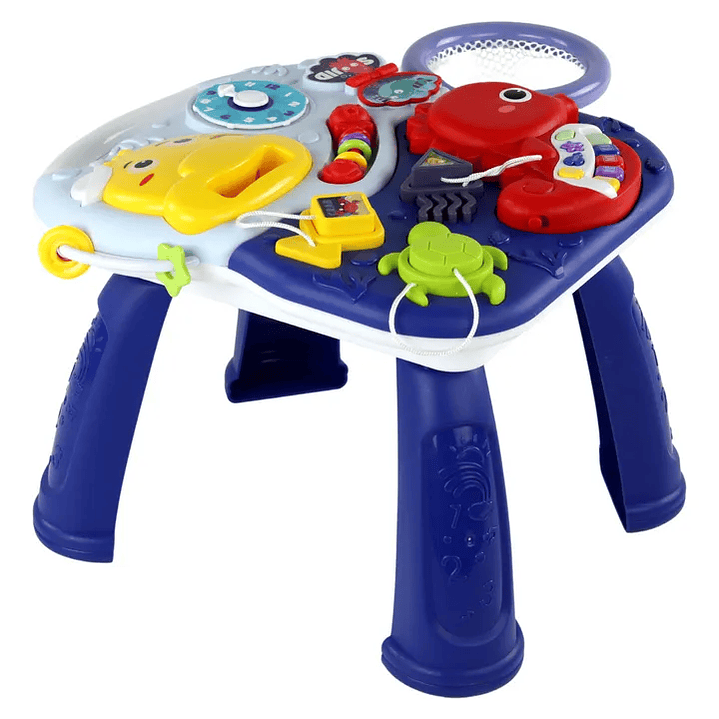 Mesa De Actividades 2 En 1 Con Aro Y Pelota Didactico Bebe Azul  2