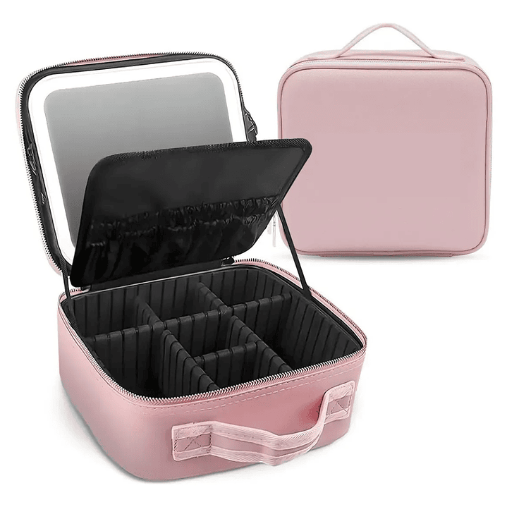 Bolso Maquillaje Cosmetiquero Espejo Led Bolso Mano 26x23x13 Rosa 4