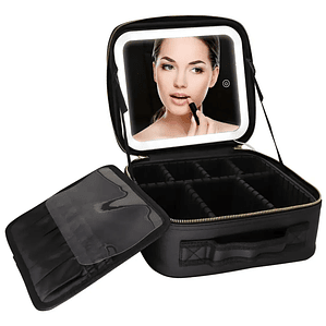 Bolso Maquillaje Cosmetiquero Espejo Led Bolso Mano 26x23x13 Negro
