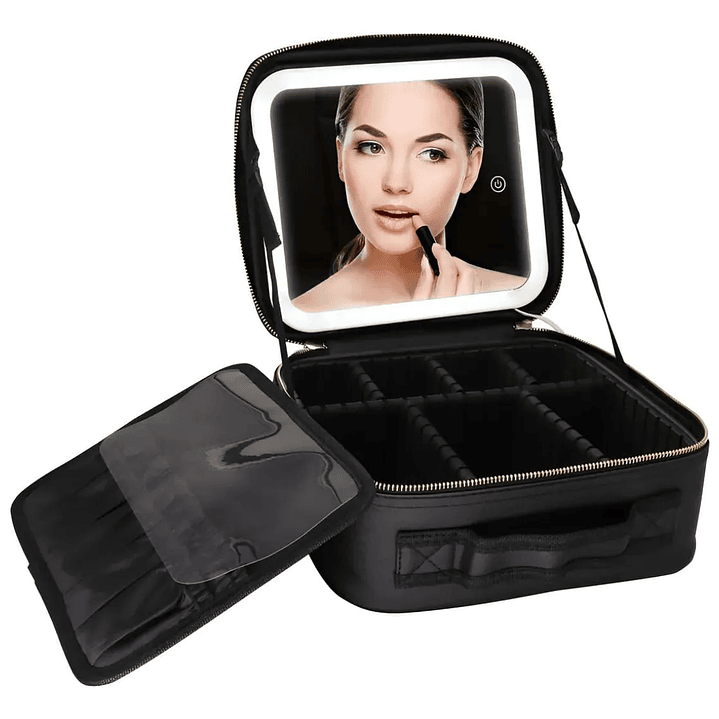 Bolso Maquillaje Cosmetiquero Espejo Led Bolso Mano 26x23x13 Negro 1