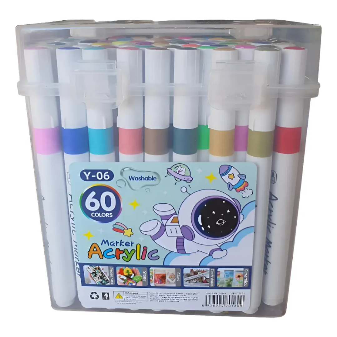 Set de Marcadores Acrílicos Lavables – 60 Colores 1