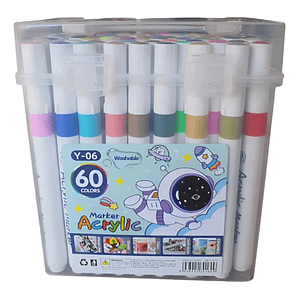 Set de Marcadores Acrílicos Lavables – 60 Colores