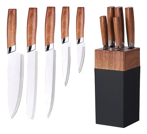 Set de Cuchillos 6 pcs Mango de madera