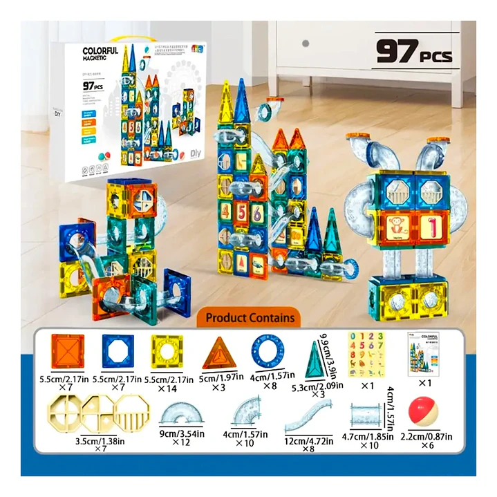 Set de Magneticos armables 97Pcs colorful Didacticos 2