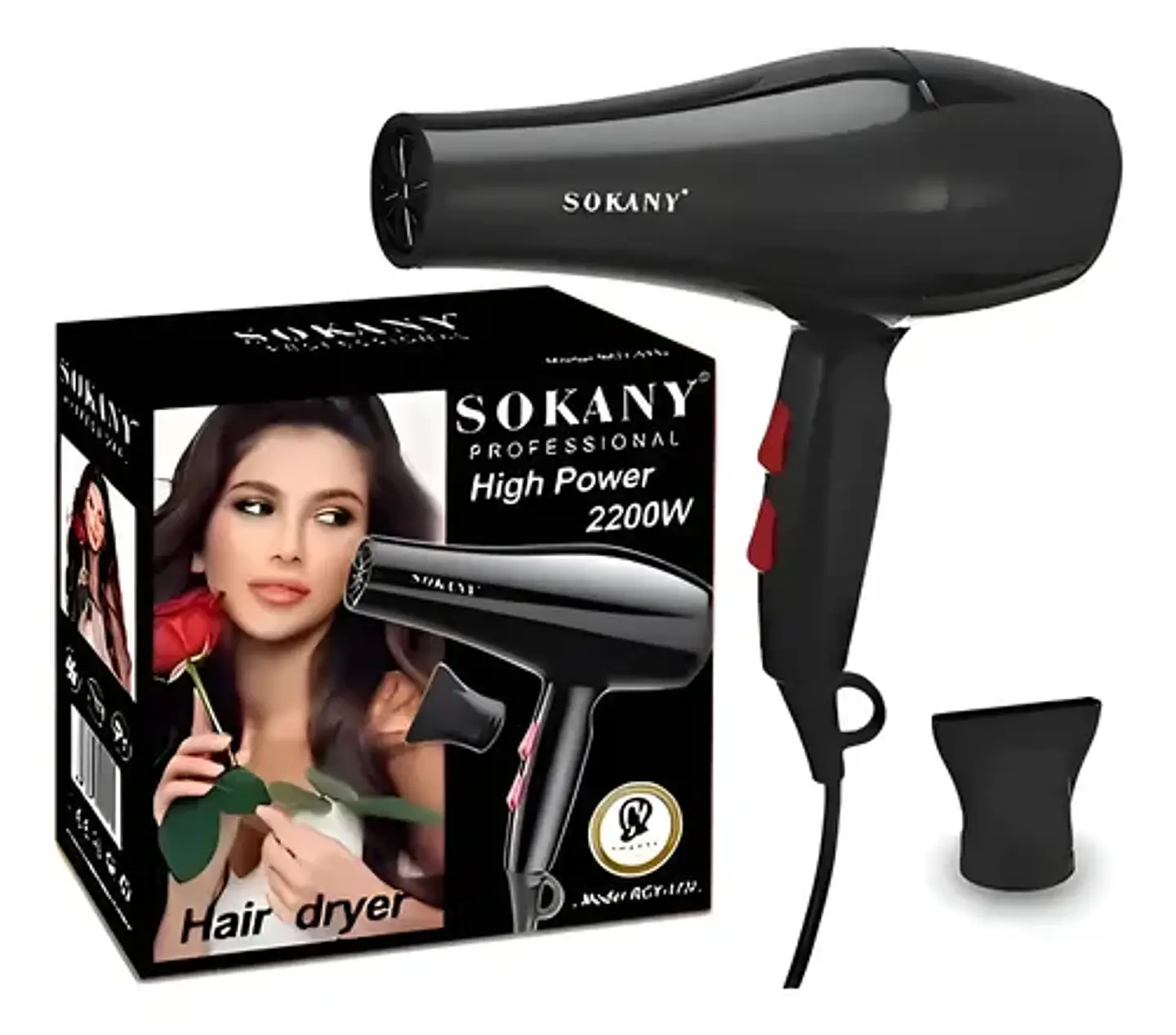 Secador de Cabello Profesional Sokany 2200W – Alta Potencia y Secado Rápido 1