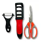 Set 3 en 1 de Afilador de cuchillo + Tijera Multifuncional + Pelapapa - Miniatura 1