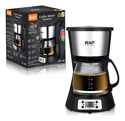 Cafetera Electrica RAF 131 Tazas Antigoteo Negro 600W 1.5L 