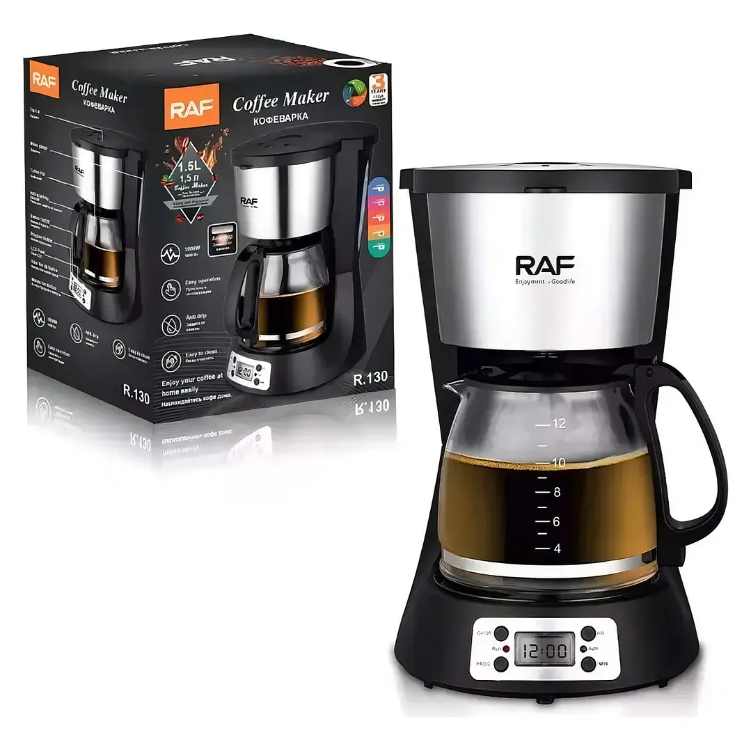 Cafetera Electrica RAF 131 Tazas Antigoteo Negro 600W 1.5L  1