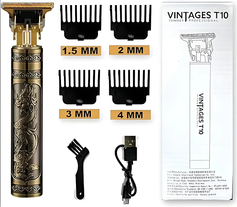 Maquina Afeitadora De Barba Y Pelo Inalambrico Vintage T10 1