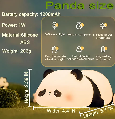 Lampara Nocturna Panda Sensor Bebes Niños Espanta Cuco
