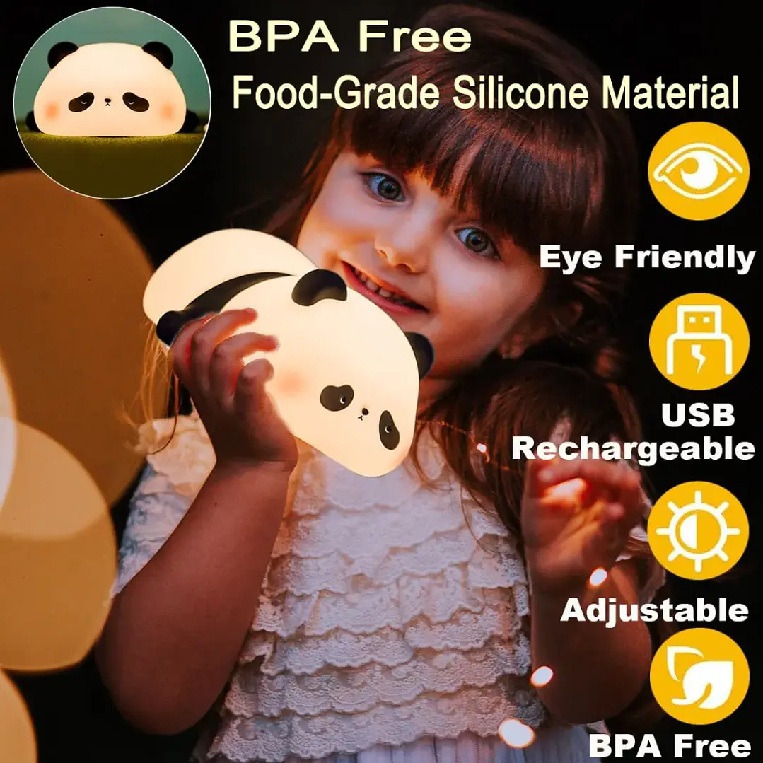 Lampara Nocturna Panda Sensor Bebes Niños Espanta Cuco 3