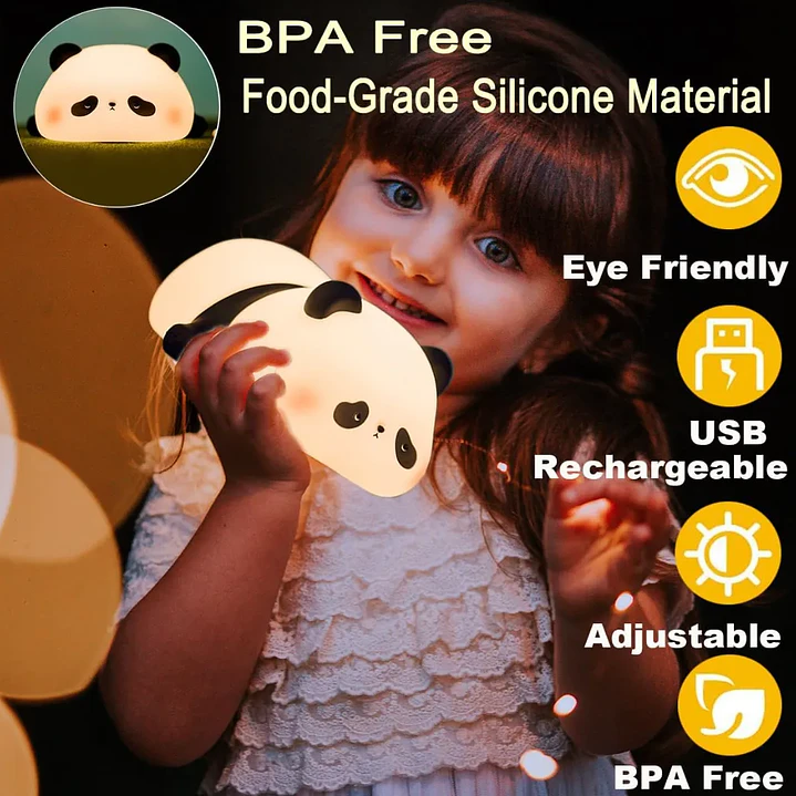Lampara Nocturna Panda Sensor Bebes Niños Espanta Cuco 3