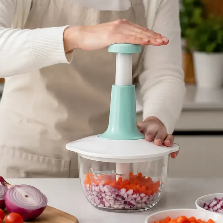Picadora Manual de Alimentos con Sistema de Presión y Recipiente 1