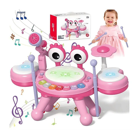 Juguete Batería Musical Bebes, Instrumento Tambor Musical Rosa