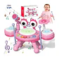 Juguete Batería Musical Bebes, Instrumento Tambor Musical Rosa - Miniatura 1