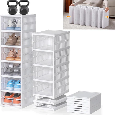 Zapatera Plegable de 6 niveles Acrilico Resistente color Blanco