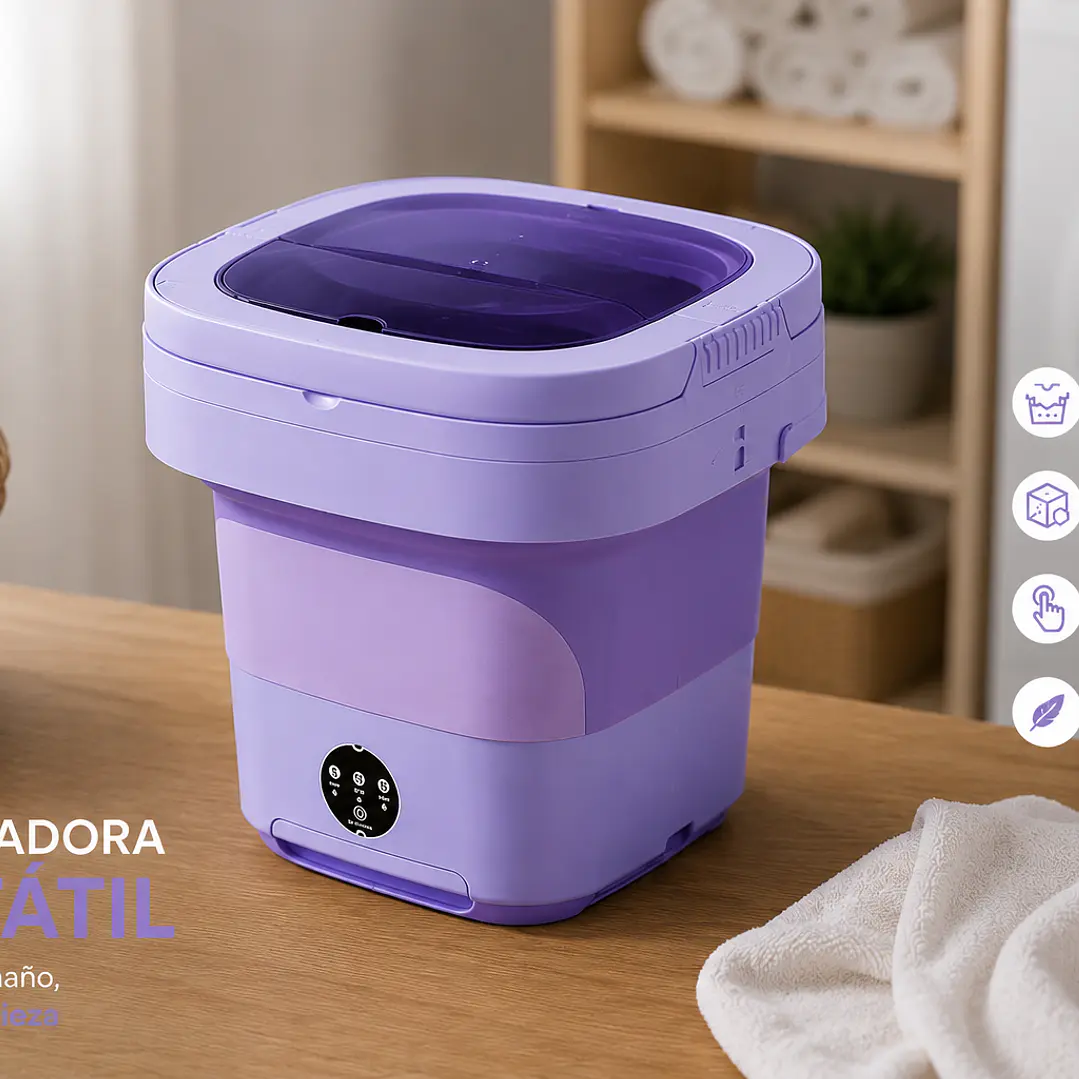 Mini lavadora portátil plegable con centrifugado de 8 L 2