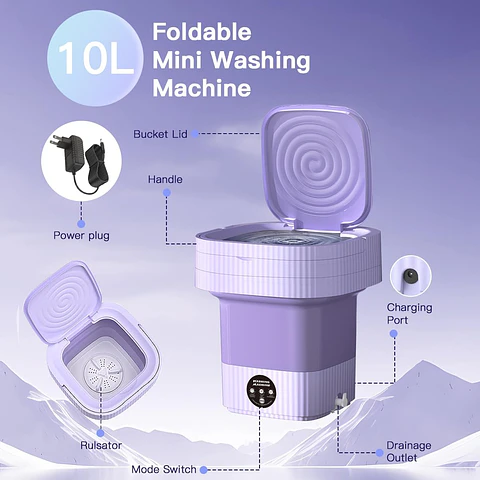 Mini Lavadora Portatil Plegable Multifuncional Hogar Lila