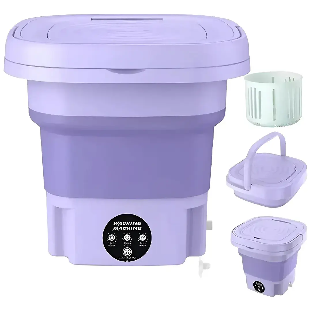 Mini Lavadora Portatil Plegable Multifuncional Hogar Lila 4