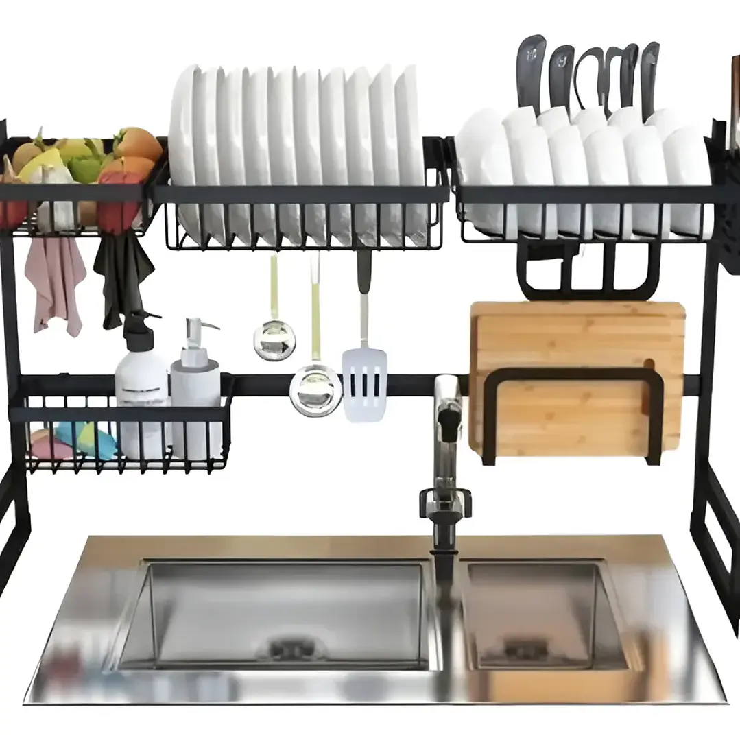 Rack Escurridor Secaplatos de 65cm  Retráctil Secador Ajustable Para Platos 2 Niveles 1
