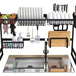 Rack Escurridor Secaplatos de 65cm  Retráctil Secador Ajustable Para Platos 2 Niveles