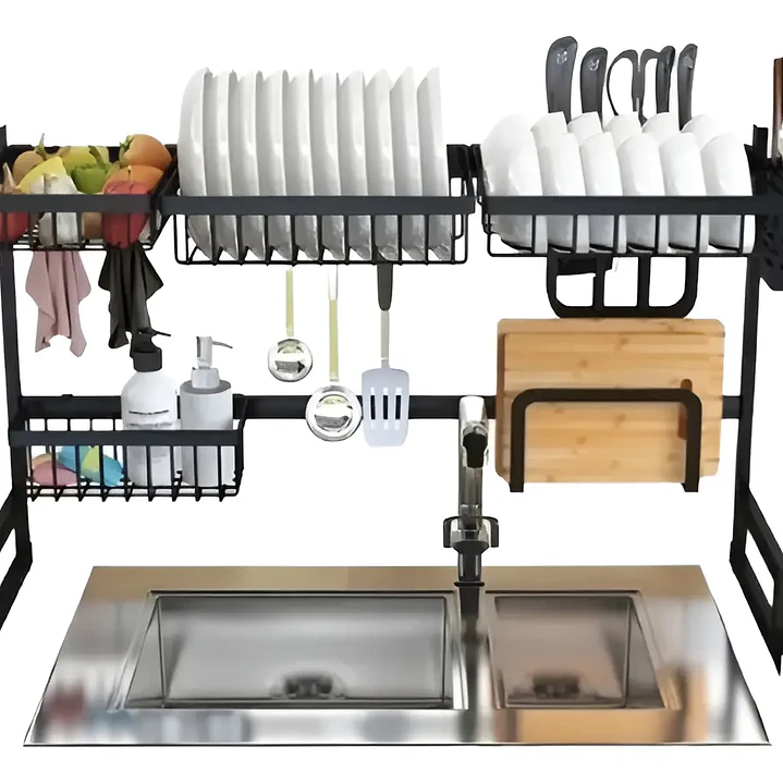 Rack Escurridor Secaplatos de 65cm  Retráctil Secador Ajustable Para Platos 2 Niveles 1
