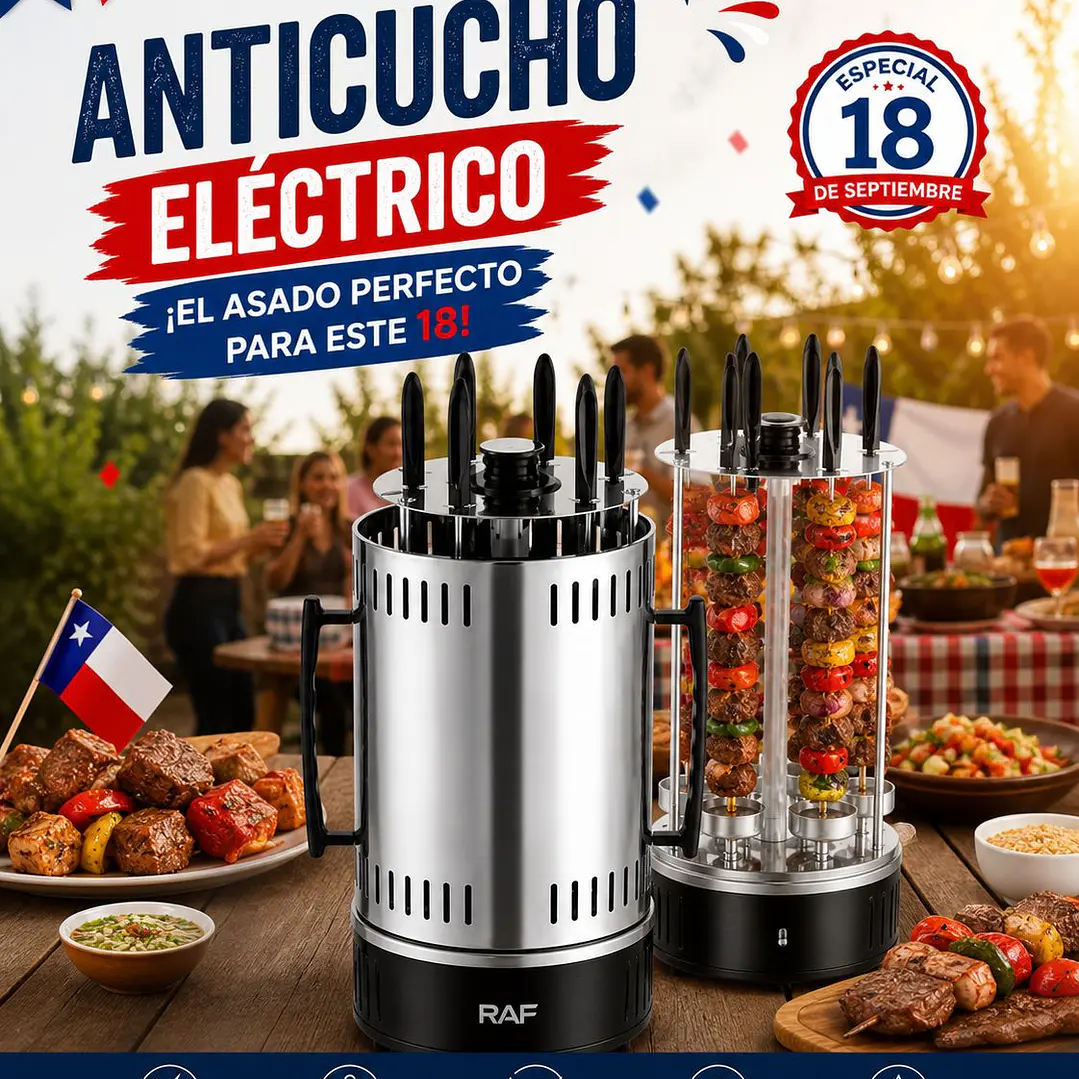 Máquina de Anticuchos Eléctrica RAF 1500W – 6 unid 1