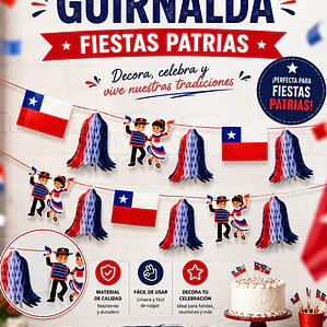 Guirnalda Decorativa Fiestas Patrias Chile 