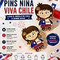 Pack 2 Pin / Solapa Bandera Chile – Diseño Niña - Miniatura 1