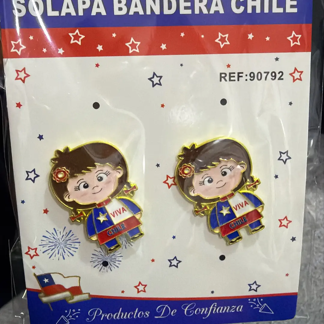Pack 2 Pin / Solapa Bandera Chile – Diseño Niña 2