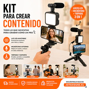 Kit Para Grabacion Streaming Tripode Luz Micrófono Palo Selfie