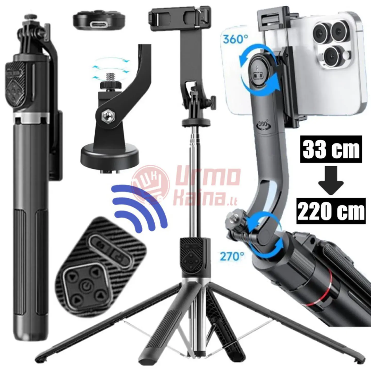 Selfie Stick Trípode Telescópico 2,22 m con Control Bluetooth P230TK 3