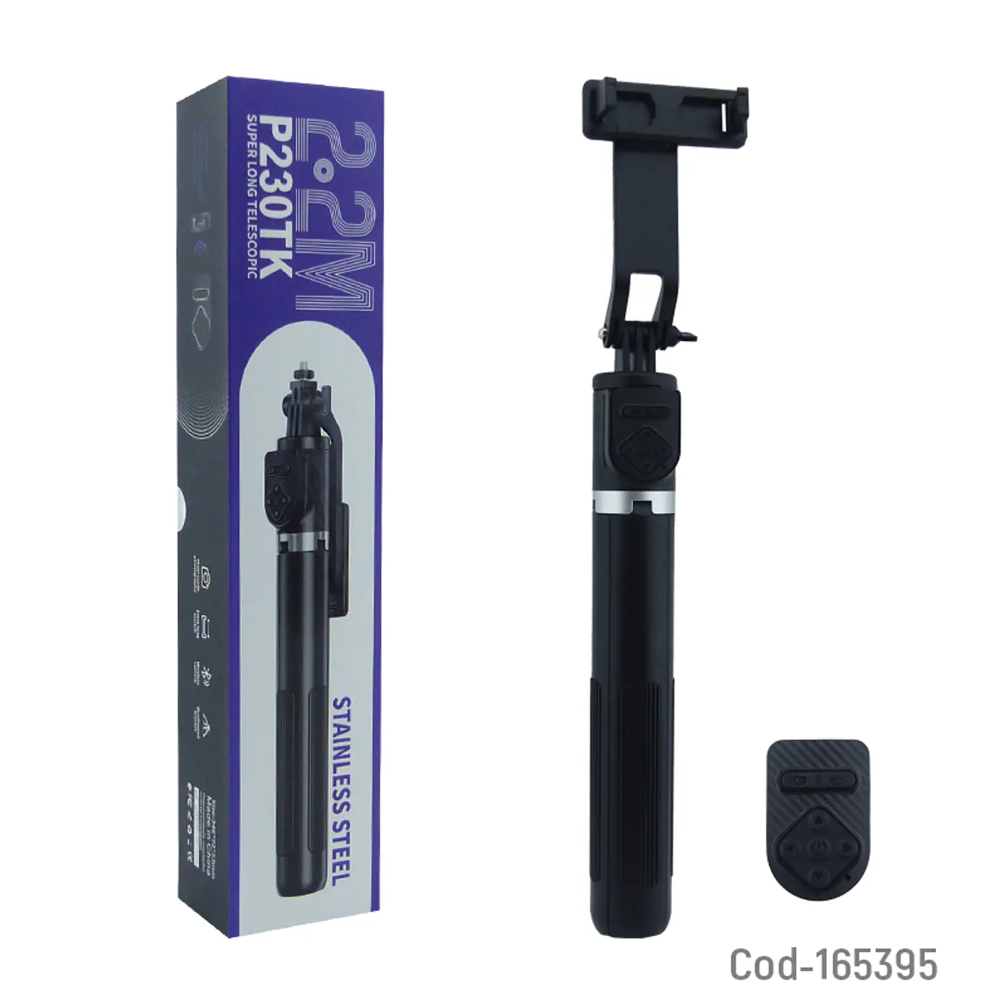 Selfie Stick Trípode Telescópico 2,22 m con Control Bluetooth P230TK 4