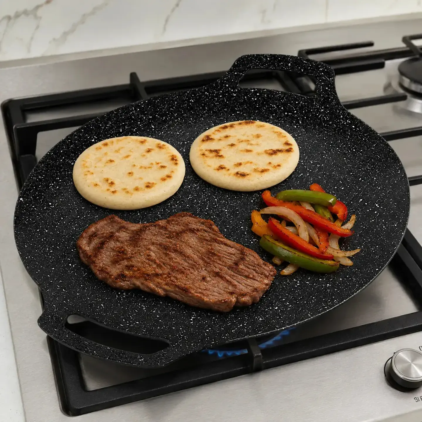 Plancha Budare Antiadherente Para Tortillas Arepas Tacos 35 Cm Color Negro 1