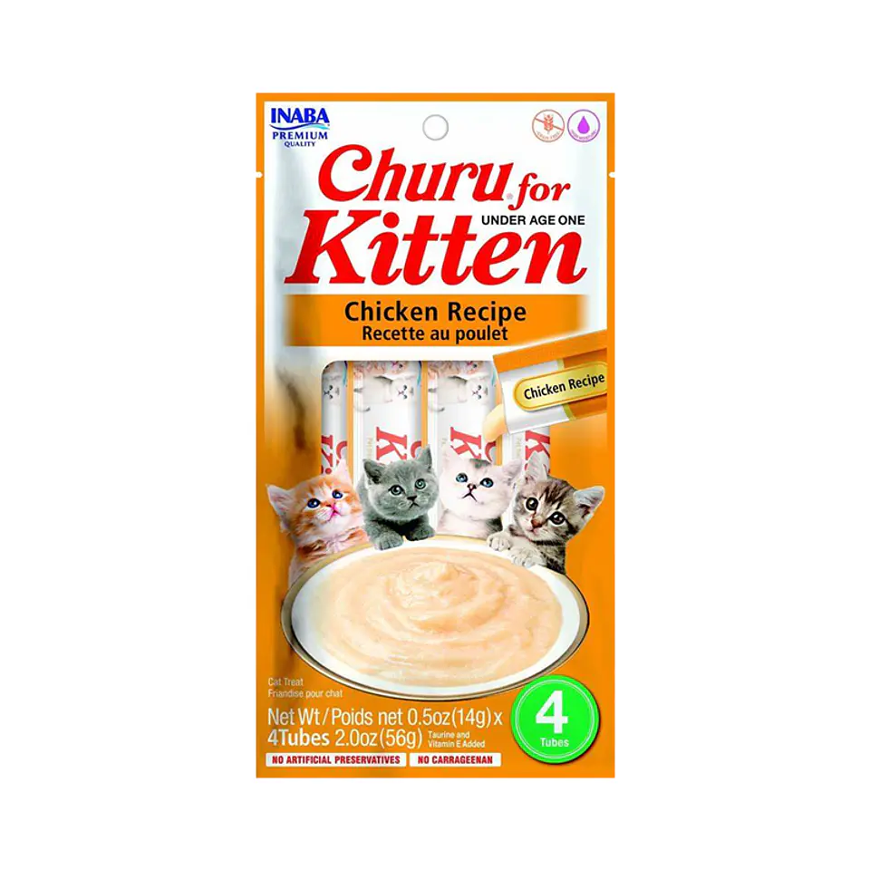 Churu Kitten Pollo | Snack Cremoso para Gatitos 4 Tubos 1