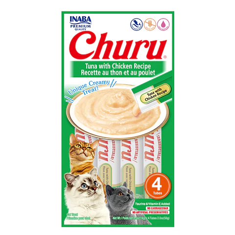 Churu Atún con Pollo | Snack Cremoso para Gatos 4 Tubos
