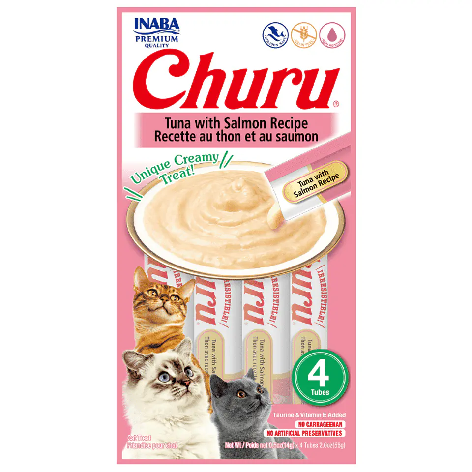Churu Atún con Salmón | Snack Cremoso para Gatos 4 Tubos 1