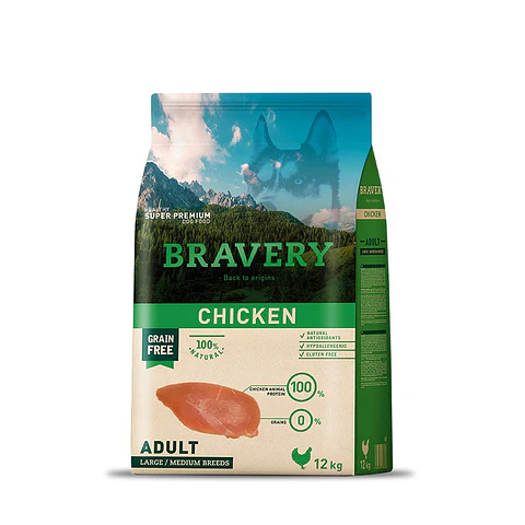 Bravery Adult Medium & Large Breed Chicken 12 kg