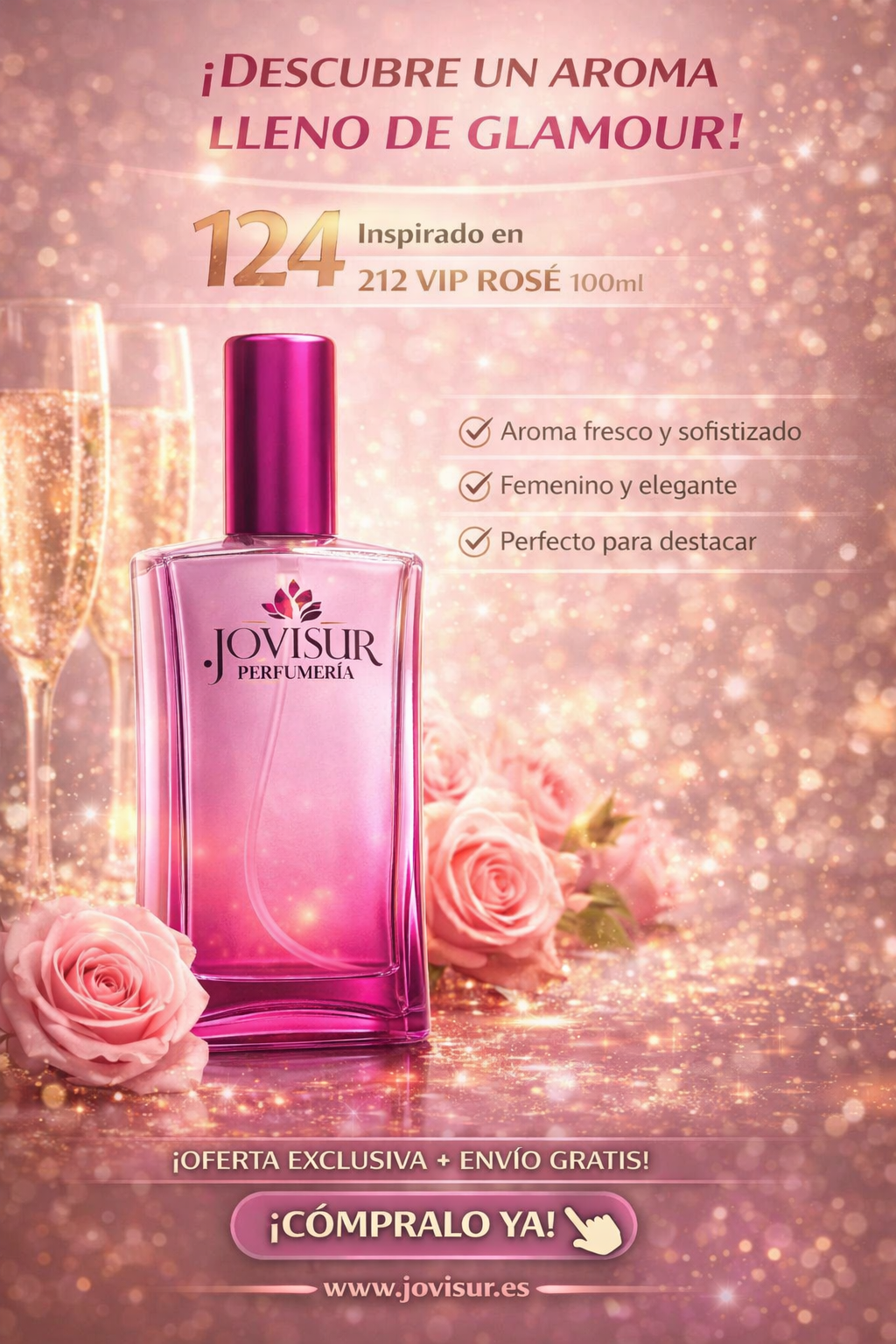 124 - Inspirado en 212 VIP ROSÉ - 100ml 1
