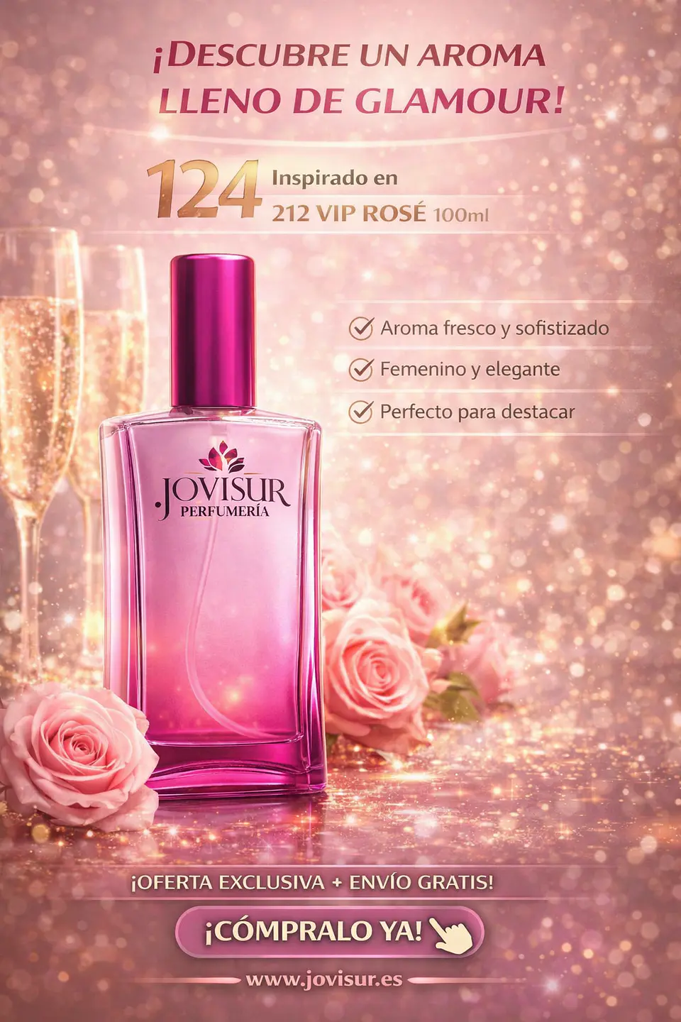 124 - Inspirado en 212 VIP ROSÉ - 100ml 1