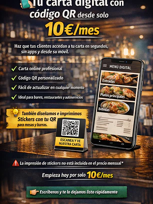 Suscripción Carta Digital QR (1 mes)