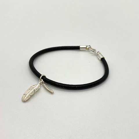 Pulsera Cuero Plumas