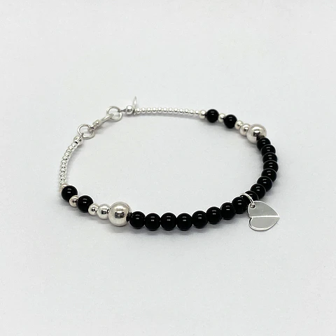 Pulsera Corazón Ónix