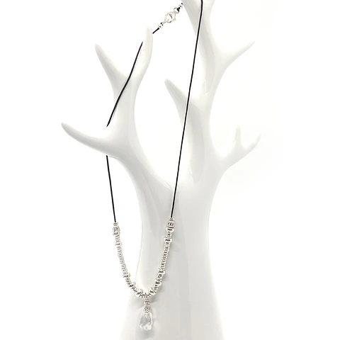 Collar Mostacillas Plata Cuarzo