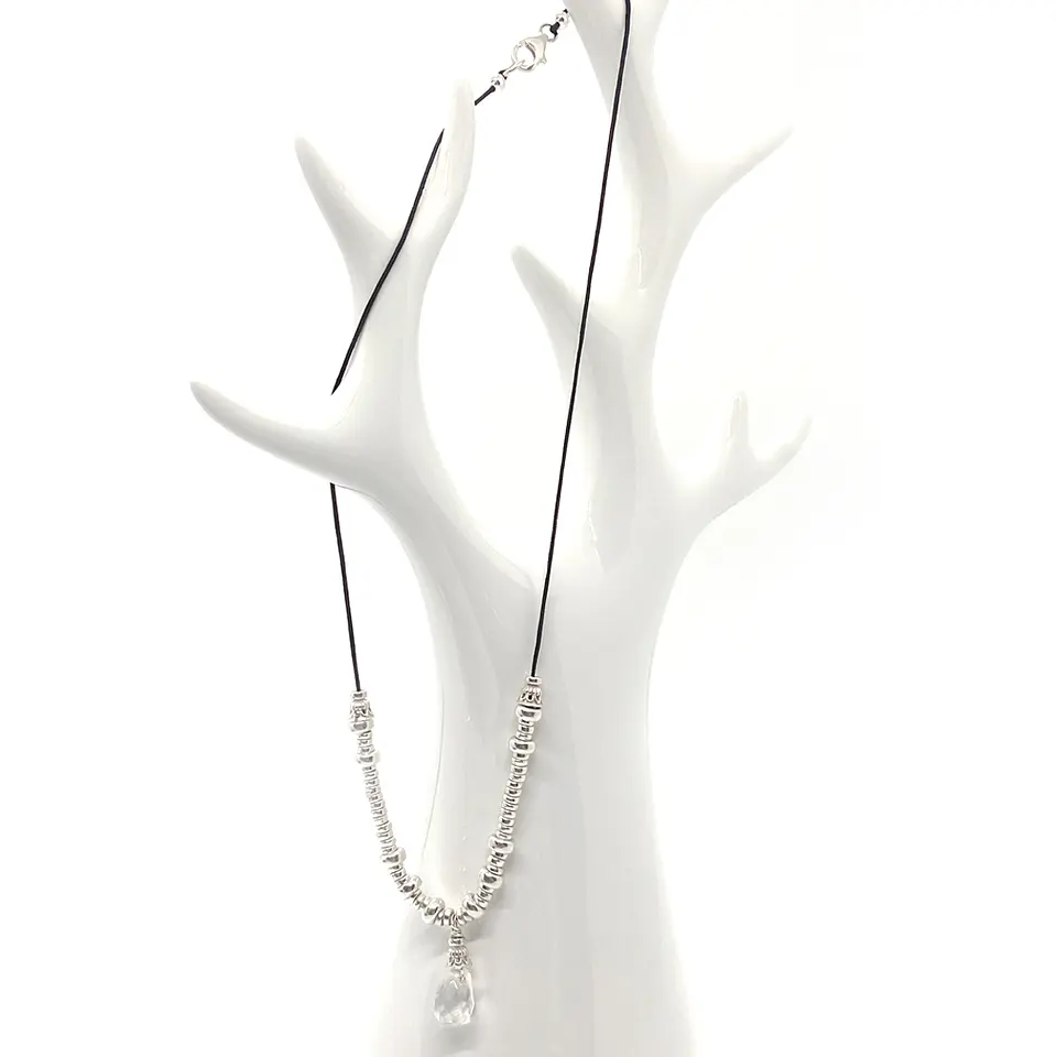 Collar Mostacillas Plata Cuarzo 1