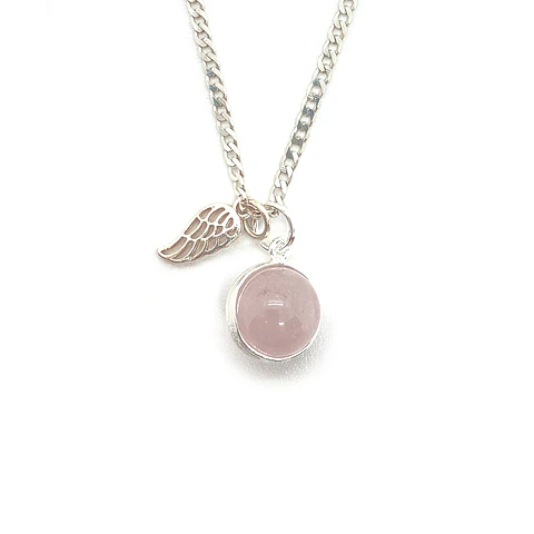 Collar Esfera Cuarzo Rosado Ala