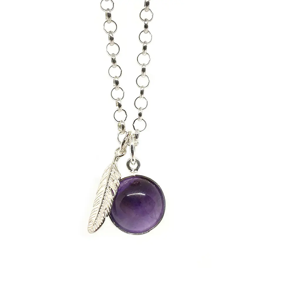 Collar Esfera Amatista Pluma 1